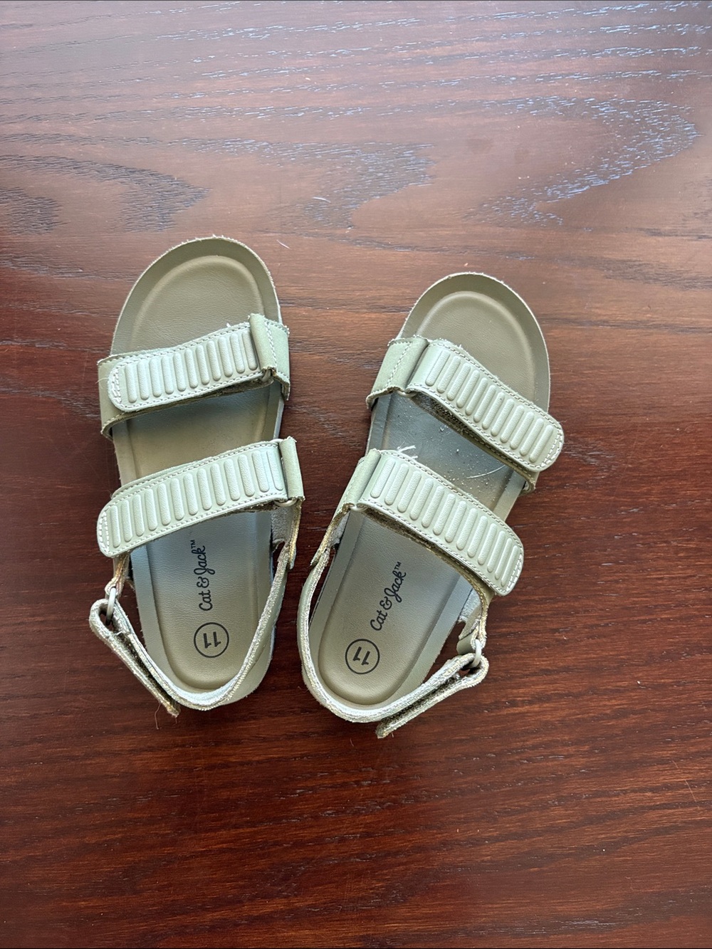 Cat & Jack Kids Olive Green Adjustable Hook-and-Loop Sandals